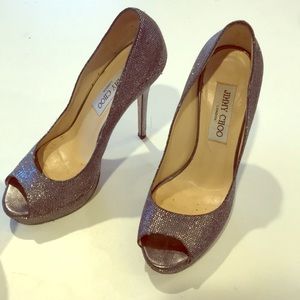 Jimmy Choo gunmetal platform pumps